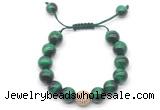 CGB8638 12mm round green tiger eye adjustable macrame bracelets