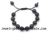 CGB8640 12mm round golden obsidian adjustable macrame bracelets