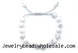 CGB8650 8mm,10mm round white howlite adjustable macrame bracelets