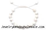 CGB8651 8mm,10mm round white howlite adjustable macrame bracelets