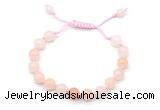 CGB8655 8mm,10mm round pink aventurine adjustable macrame bracelets