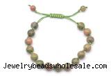 CGB8660 8mm,10mm round unakite adjustable macrame bracelets