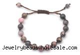 CGB8663 8mm,10mm round rhodonite adjustable macrame bracelets