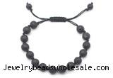 CGB8668 8mm,10mm round black lava adjustable macrame bracelets