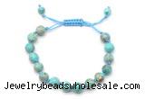 CGB8671 8mm,10mm round blue sea sediment jasper adjustable macrame bracelets