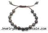 CGB8680 8mm,10mm round dragon blood jasper adjustable macrame bracelets