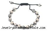 CGB8684 8mm,10mm round dalmatian jasper adjustable macrame bracelets