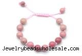 CGB8688 8mm,10mm round pink wooden jasper adjustable macrame bracelets