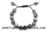 CGB8693 8mm,10mm round black water jasper adjustable macrame bracelets