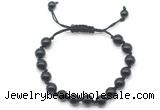 CGB8703 8mm,10mm round black onyx adjustable macrame bracelets