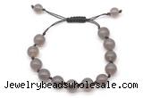 CGB8705 8mm,10mm round grey agate adjustable macrame bracelets