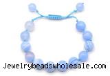 CGB8708 8mm,10mm round blue banded agate adjustable macrame bracelets