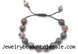 CGB8719 8mm,10mm round Botswana agate adjustable macrame bracelets