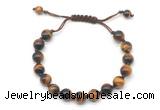 CGB8726 8mm,10mm round yellow tiger eye adjustable macrame bracelets