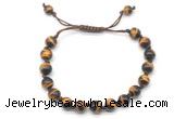 CGB8727 8mm,10mm round grade AA yellow tiger eye adjustable macrame bracelets