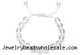 CGB8740 8mm,10mm round white crystal adjustable macrame bracelets