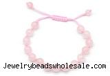 CGB8741 8mm,10mm round rose quartz adjustable macrame bracelets