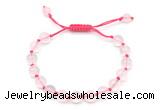 CGB8742 8mm,10mm round grade A rose quartz adjustable macrame bracelets