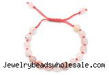 CGB8743 8mm,10mm round pink quartz adjustable macrame bracelets