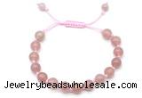 CGB8744 8mm,10mm round strawberry quartz adjustable macrame bracelets