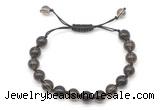 CGB8745 8mm,10mm round smoky quartz adjustable macrame bracelets