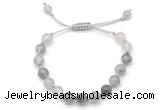 CGB8746 8mm,10mm round cloudy quartz adjustable macrame bracelets