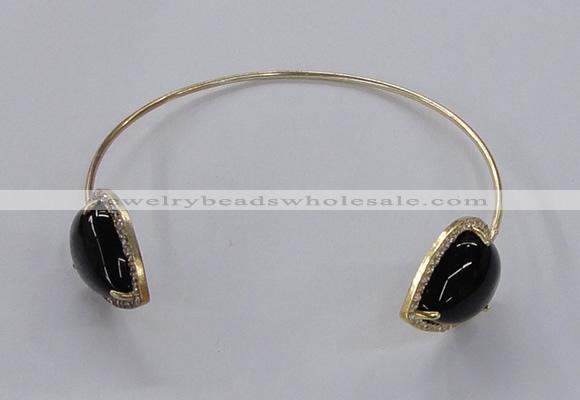 CGB876 15*20mm flat teardrop agate gemstone bangles wholesale