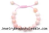 CGB8765 8mm,10mm round pink opal adjustable macrame bracelets