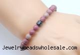 CGB8836 8mm, 10mm pink wooden jasper & drum hematite power beads bracelets