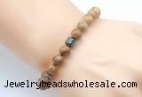 CGB8840 8mm, 10mm picture jasper & drum hematite power beads bracelets