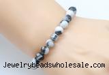 CGB8844 8mm, 10mm black & white jasper & drum hematite power beads bracelets