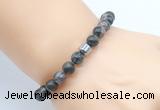 CGB8848 8mm, 10mm grey opal & drum hematite power beads bracelets