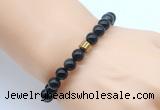 CGB8852 8mm, 10mm black obsidian & drum hematite power beads bracelets