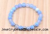 CGB8861 8mm, 10mm blue agate, drum & rondelle hematite beaded bracelets