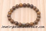 CGB8869 8mm, 10mm elephant skin jasper, drum & rondelle hematite beaded bracelets