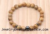 CGB8870 8mm, 10mm picture jasper, drum & rondelle hematite beaded bracelets