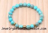 CGB8872 8mm, 10mm blue sea sediment jasper, drum & rondelle hematite beaded bracelets