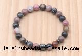 CGB8876 8mm, 10mm rhodonite, drum & rondelle hematite beaded bracelets