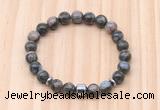 CGB8878 8mm, 10mm grey opal, drum & rondelle hematite beaded bracelets