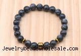 CGB8880 8mm, 10mm black labradorite, drum & rondelle hematite beaded bracelets