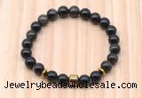 CGB8881 8mm, 10mm golden obsidian, drum & rondelle hematite beaded bracelets