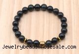 CGB8882 8mm, 10mm black obsidian, drum & rondelle hematite beaded bracelets