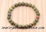 CGB8887 8mm, 10mm unakite, drum & rondelle hematite beaded bracelets