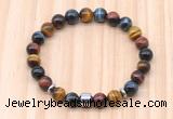 CGB8888 8mm, 10mm colorful tiger eye, drum & rondelle hematite beaded bracelets