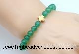 CGB8892 8mm, 10mm green agate & cross hematite power beads bracelets