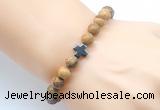 CGB8900 8mm, 10mm picture jasper & cross hematite power beads bracelets