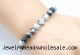 CGB8904 8mm, 10mm black & white jasper & cross hematite power beads bracelets