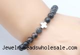 CGB8908 8mm, 10mm grey opal & cross hematite power beads bracelets