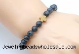 CGB8910 8mm, 10mm black labradorite & cross hematite power beads bracelets