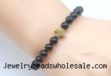 CGB8913 8mm, 10mm smoky quartz & cross hematite power beads bracelets